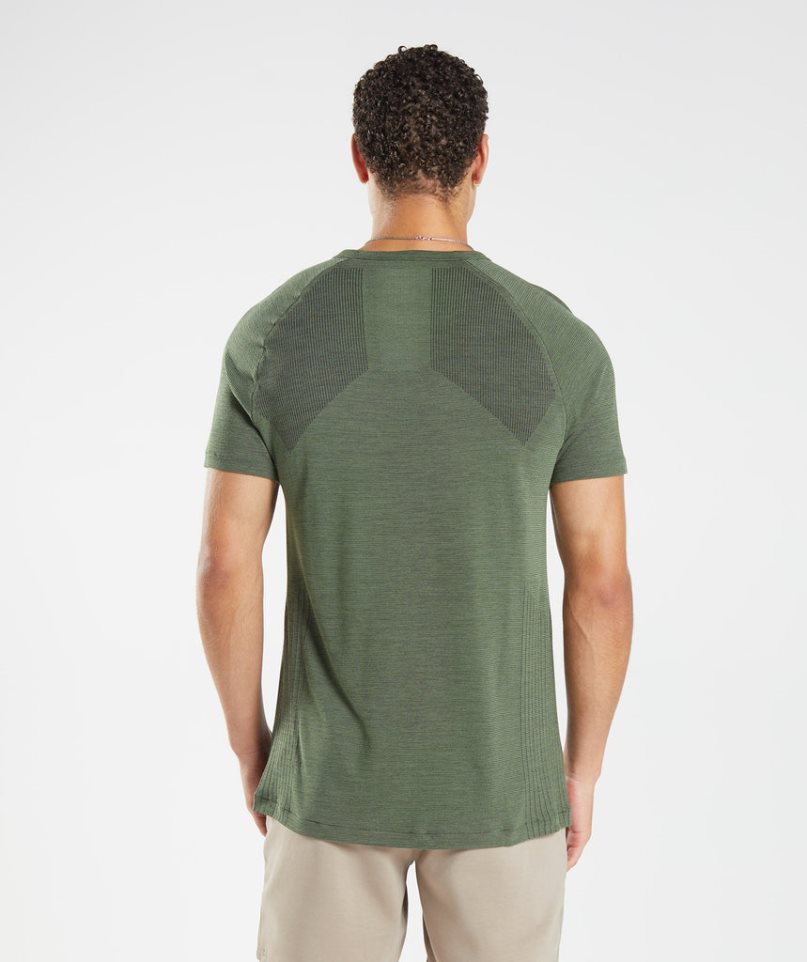 Men's Gymshark Retake Seamless T-Shirts Olive | CA D7651N